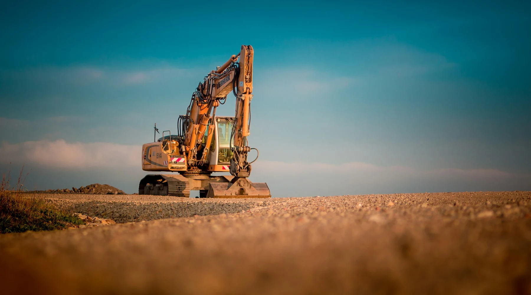 Excavator photographed at a construction site